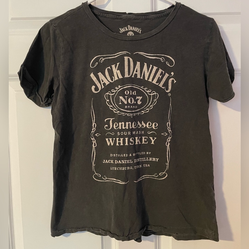 Lucky Brand Distressed Jack Daniels Graphic Tee- Size Medium